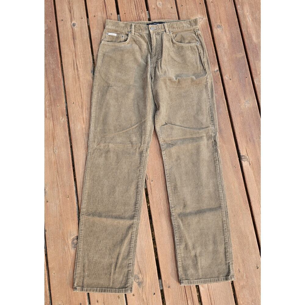 Calvin Klein Corduroy Jean’s Men’s 34 Brown Straight Leg Flat Front Pants - Picture 1 of 11